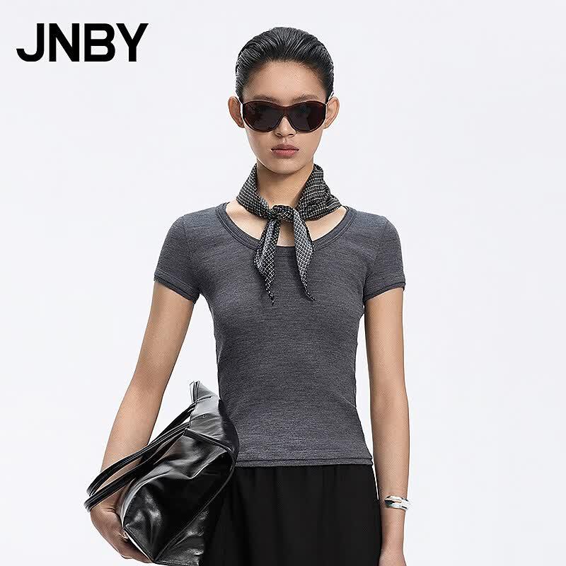 JNBY 26 Autumn Round Neck Short Sleeve T-Shirt S хизер серый