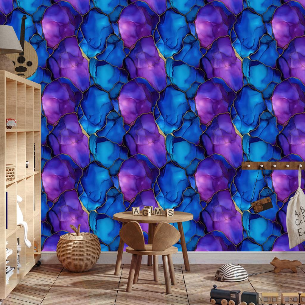 Wallpaper Ink blue and purple, soft forms 50x1000
