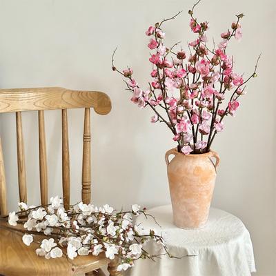 Artificial Cherry Blossom Branches 34.6 Inch Faux Plum Blossom Realistic Flower Arrangement for DIY Home Wedding Party Decor