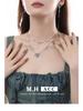 Blue & White Gradient Crushed Ice Heart Necklace - Women's Light Luxury Niche Clavicle Chain, Cool Original Design.