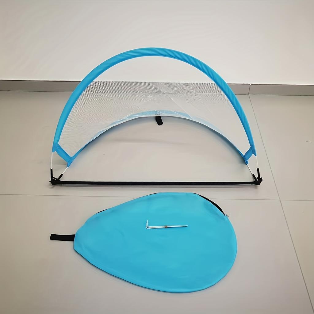 Collapsible 5 Player Football Goal With 3 Ground Stakes Carry Bag Oxford Fabric Pop Up Net Assorted Colors Soccer Practice Gifts