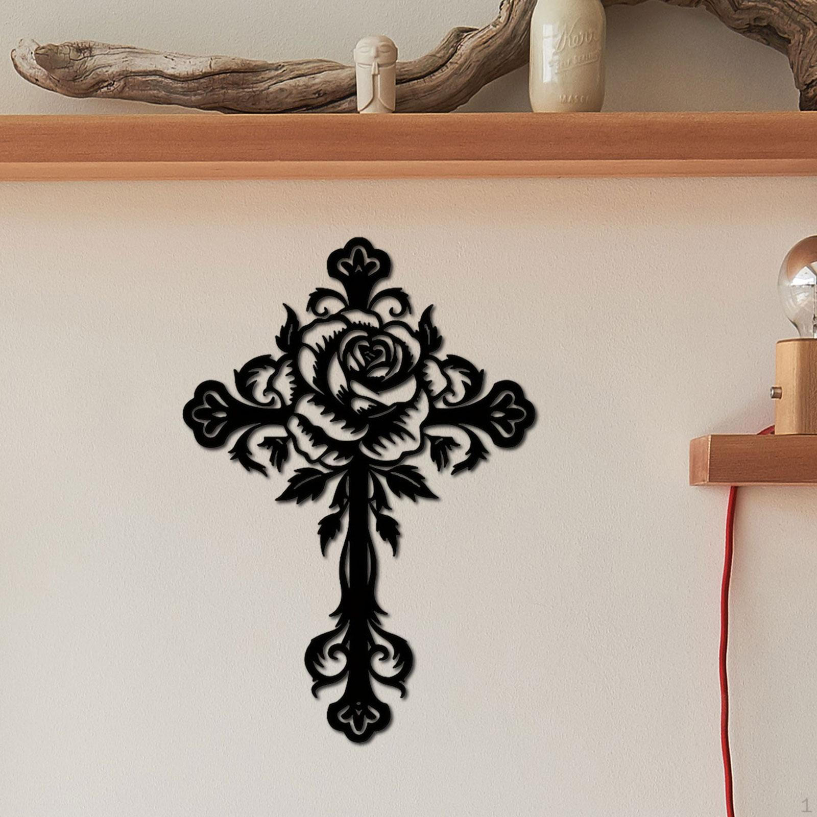 

Металлический крест настенный декор искусство цветочный узор для внутренней и наружной подвесной декорации