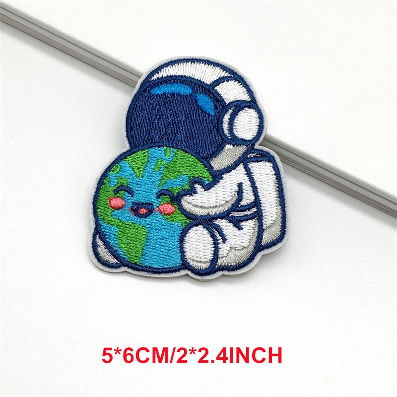 6Pcslot Cartoon Astronaut Patches On Clothes Sticker Self-Adhesive Stripes For Clothing Embroidery Patch Appliques Rocket Badge