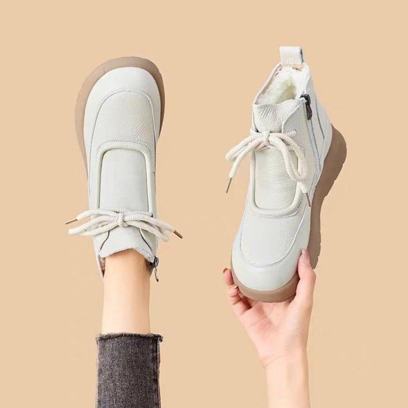 

All-purpose Snow Boots for Women, New Style with Round Toe, Lined with Thick Fleece, Platform Sole Shoes 40 бежевий