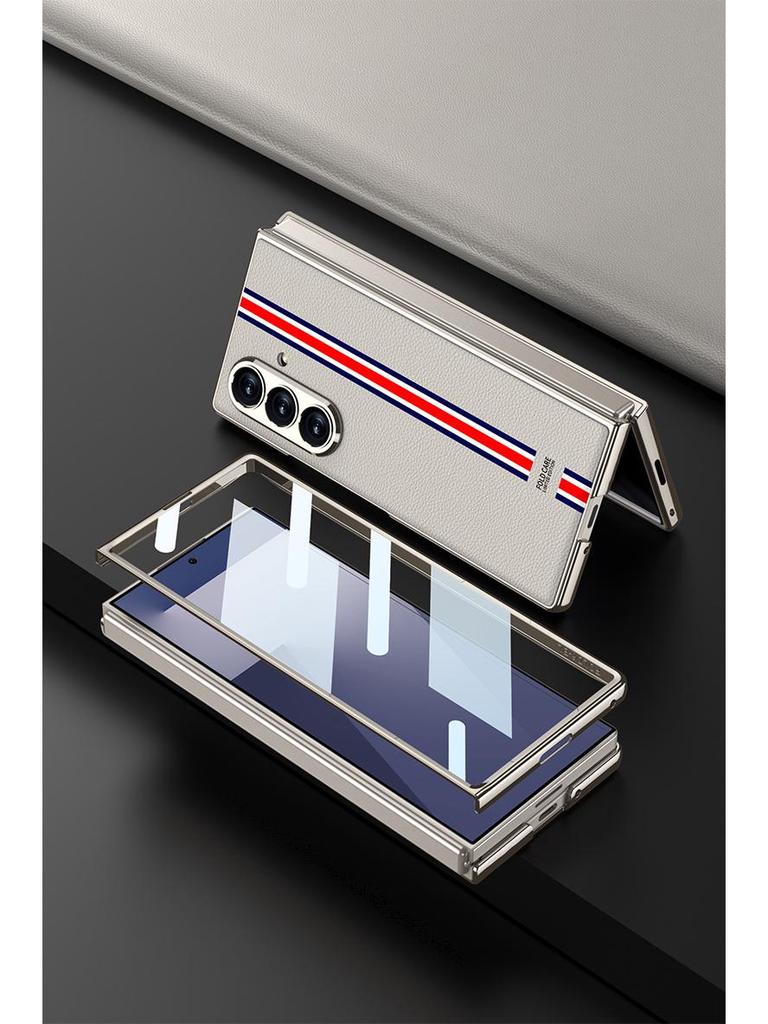 Solid Color Electroplated Leather Case for Samsung Z Fold7