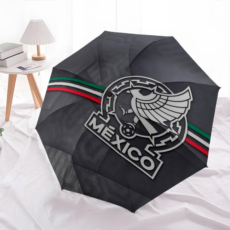 Mexico Football Art Pattern, Automatic Folding Umbrella, Portable and Foldable Design, 8 Ribs, a Christmas or Birthday Gift.