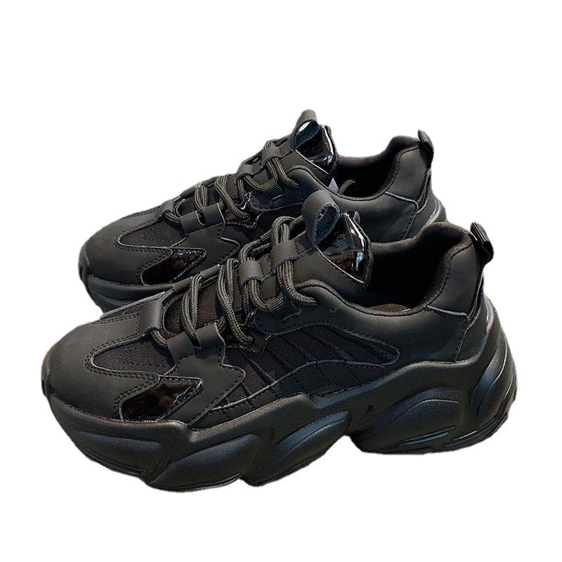 Women's New Sneakers 2024 Spring Autumn Fashion Thick Base Black Outdoors Sports Running Fitness Walking Shoes Luxury Designer