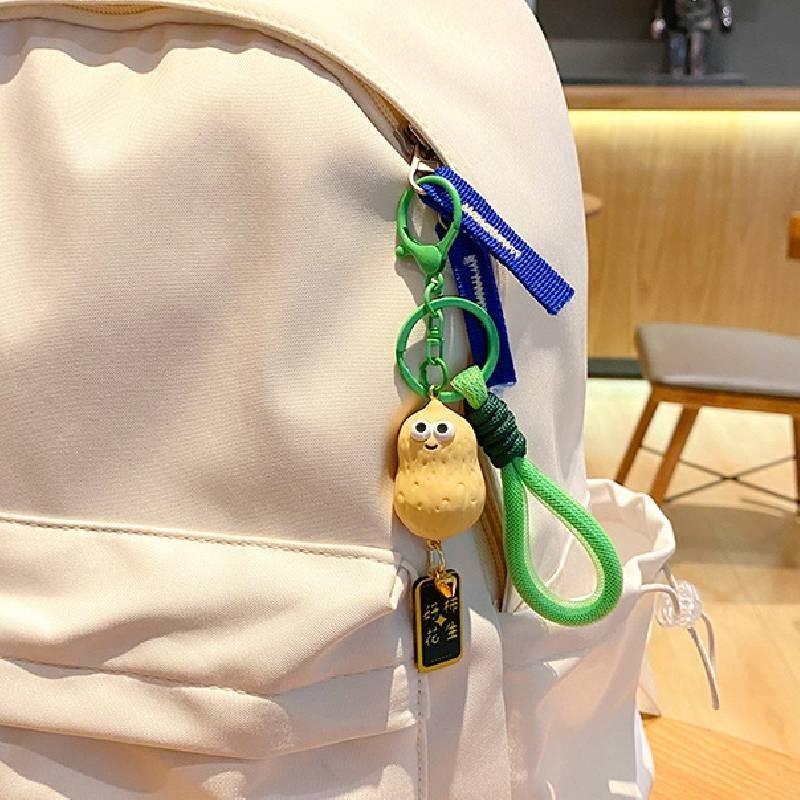 Peanut Persimmon Solid Color Hand Rope Key Chain Bag Decorative Pendant Gift