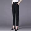 Summer Thin Ice Silk Cropped Casual Harlan Pants Women Solid Elastic Waisted Pockets Fashion Versatile Loose Straight Trousers