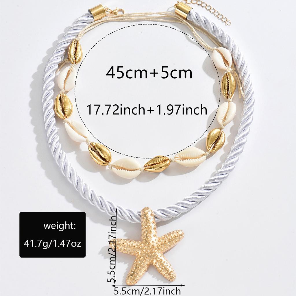 Statement Starfish Necklace Shell Pendant Boho Beach Jewelry Summer Collar Chain