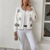 Damen Rundhals 3D Blumen Strick Langarm Lockerer Cardigan Pullover