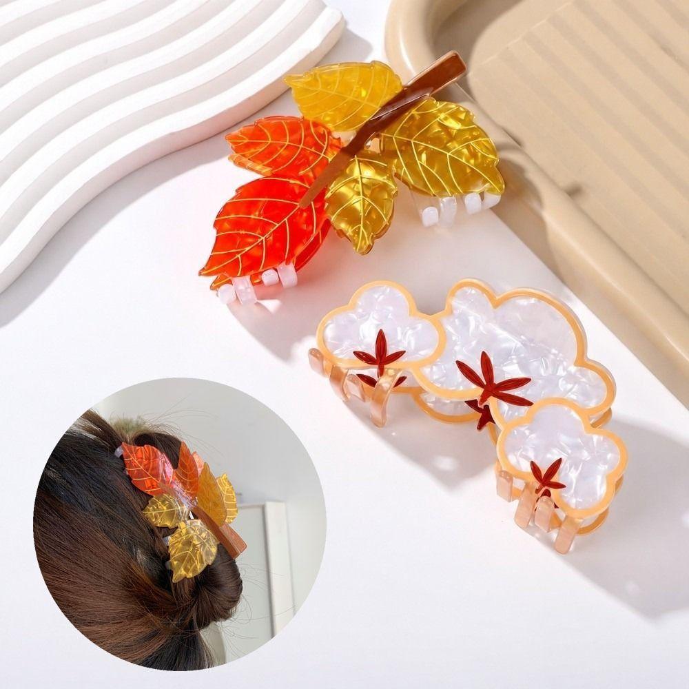 Acrylic Shark Hair Clip Maple Leaf Shape Grab Hair Clip Large Hair Claw Hair Styling Tool