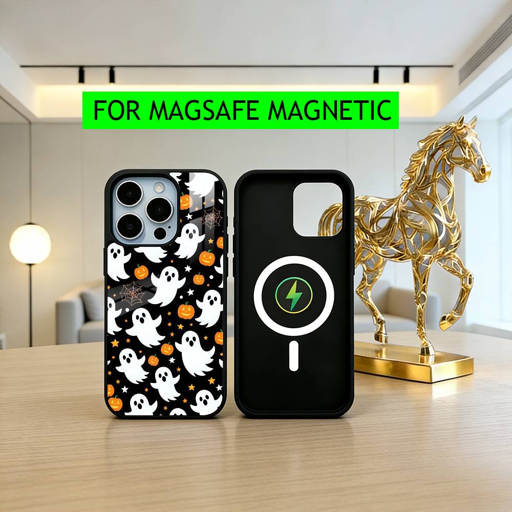 

Счастливого H-Хэллоуина HH Чехол для телефона для iPhone17,16,15,14,13,12,11 Plus,Pro Магнитный с Magsafe Беспроводная зарядка iPhone12PRO
