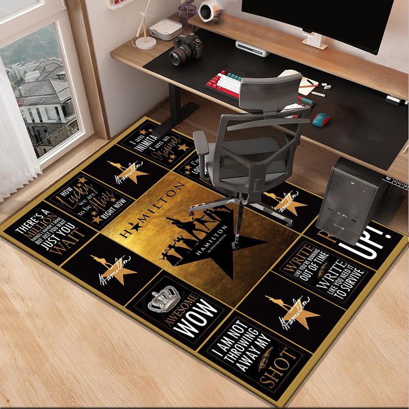 Star Hamilton Art Office Rug Chair Mat, Game Carpet, Suitable for Front Door, Bedroom, Living Room, Desk, Holiday Gift
