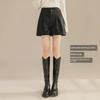 Braune PU-Ledershorts mit hoher Taille in A-Linie für Damen, Herbst/Winter 2025, Slim Fit, lässige Oberbekleidung mit weitem Bein.