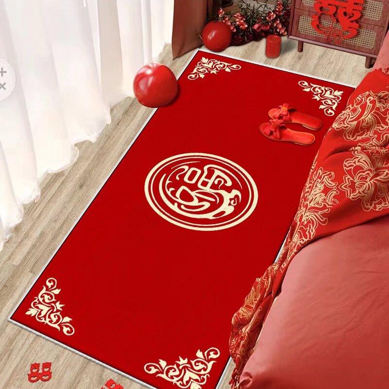 Chinese Red Living Room Carpet Entrance Large Area Rugs Luxurious Soft Room Decoration Home Mats Non-slip Alfombras Para Sala