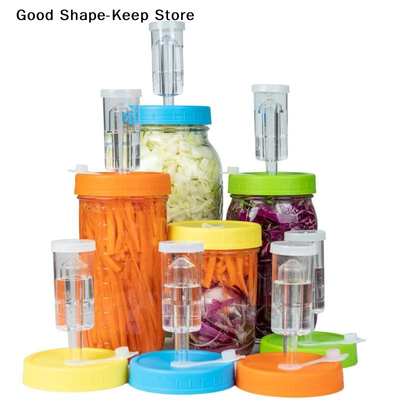 Waterless Fermenting Airlock Lids Covers With Wide Mouth Mason Jar Sealed Lid One-way Exhaust Valves For Kitchen Supplies
