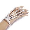 Fashion Punk Silver Skeleton Hand Chain Fingers Bracelet Ring