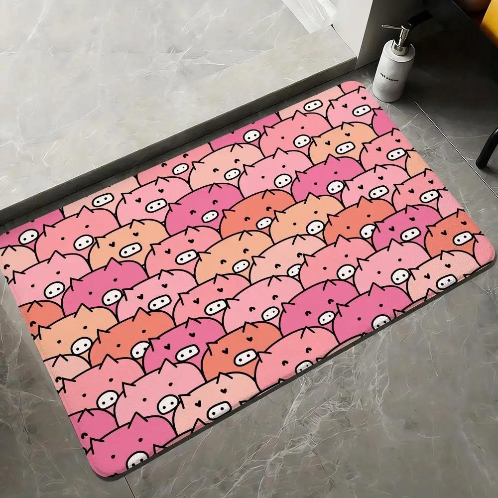 Cartoon Schwein Fußmatte Niedliche Teppiche Weiche Winterwärme Fußmatte Verdickt Rutschfest für Wohnzimmer Zuhause Türvorleger