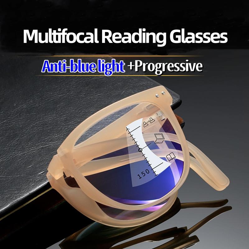 

Новые модные складные портативные очки для чтения прогрессивные мультифокальные очки для дальнозоркости для мужчин и женщин круглые очки для пресбиопии