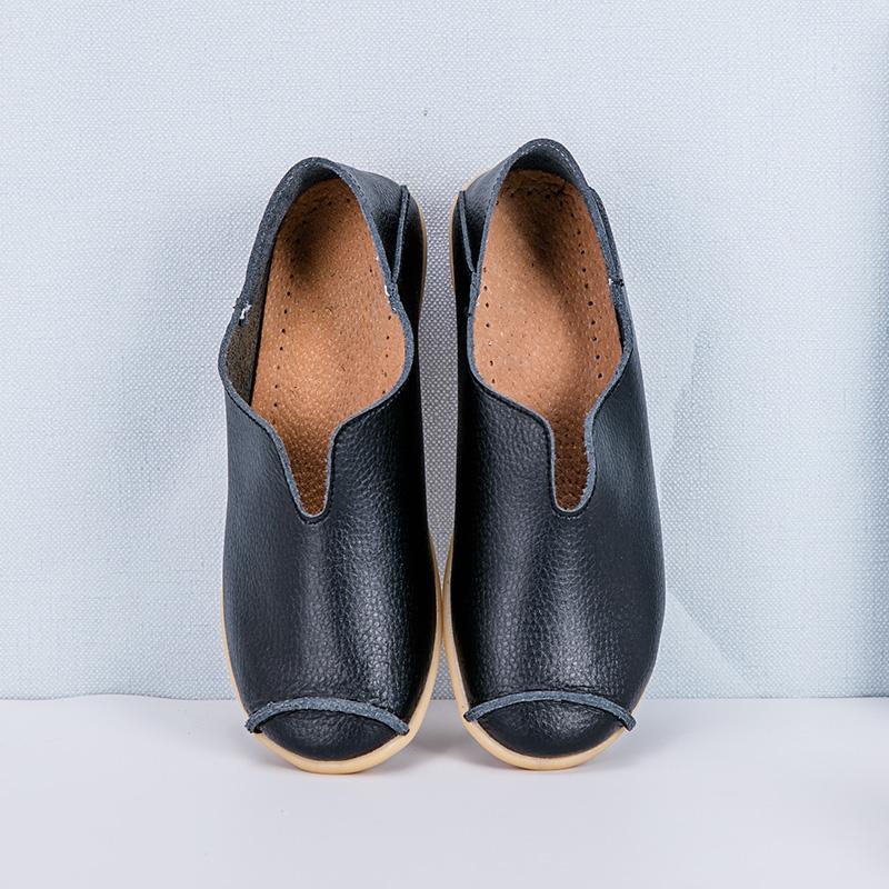 Fashion Genuine Leather Flats Loafers for Women's Female Ladies Comfortable Slip-On Shoes Classic Style Colorful Soft Sole Anti-Slip Wea