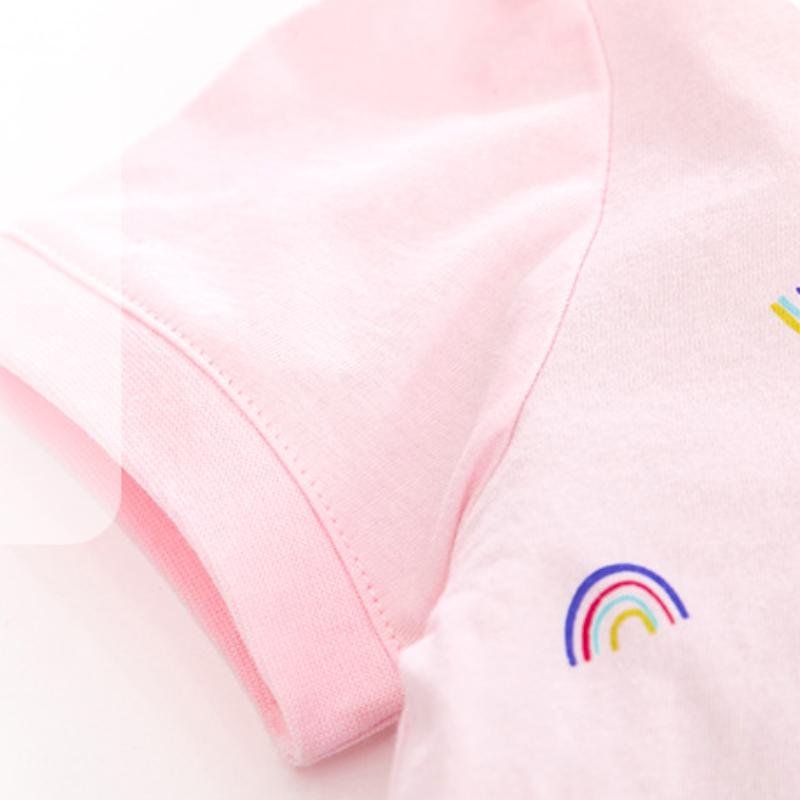 New Summer Style Cotton Princess Pink Dress for Girls Short Sleeve Children's 100% Cotton Dresses Kindergarten Uniforms