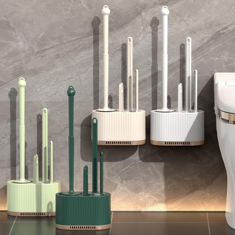 Silicone Wall Mount Toilet Brush Set Quick Dry Drain Base Efficient Gap Cleaning for Bathroom Use