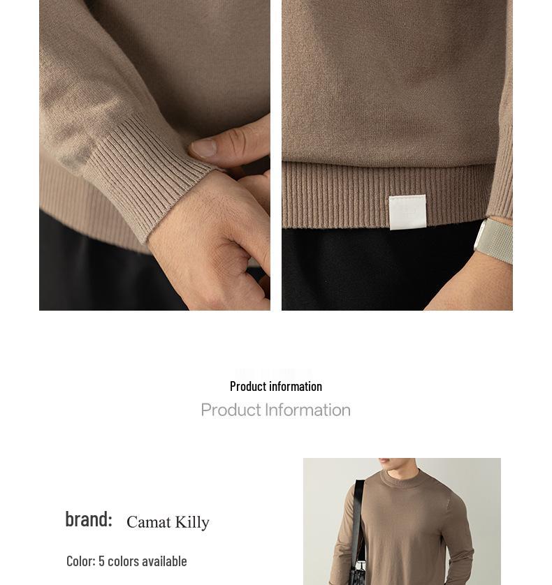 CamatKilly • Men's Soft Knitwear: Luxurious, Thick, Anti-Pilling, High-Elastic Base Layer for Autumn and Winter.