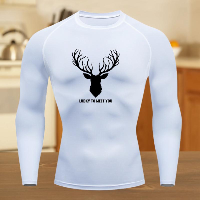 Graphic Compression Running Shirts Men Gym Workout Running T-shirt Summer Athletic Quick Dry Tees Tops Short Sleeve Rash Guard