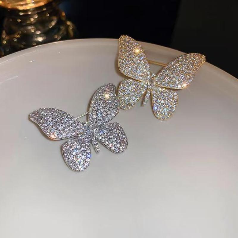 1Pcs Classic Lady Dress Suit High-End Pins Jewelry Fashion Women Girls Elegant Crystal Butterfly Brooches Badges