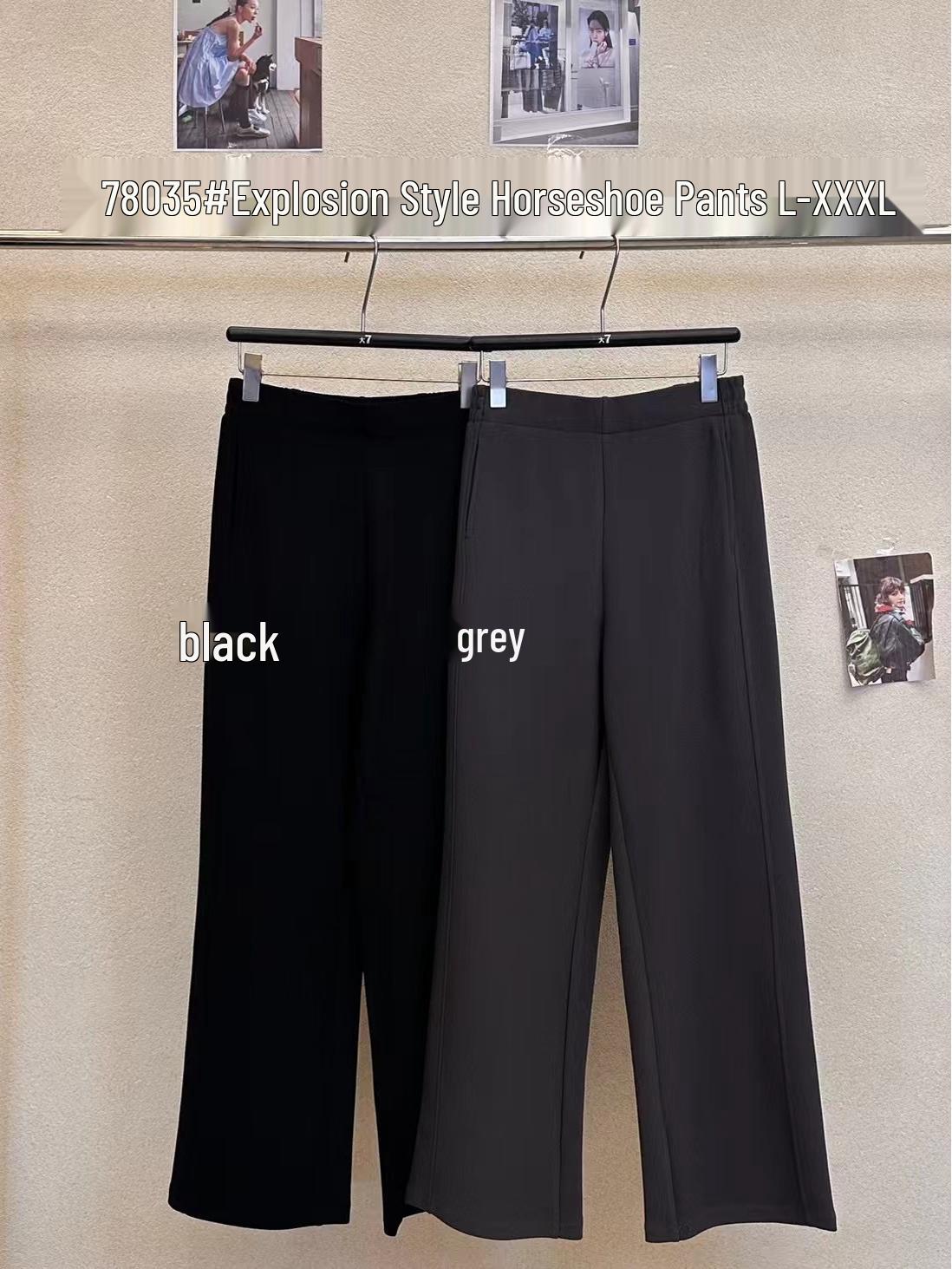 

Women s High Waist Korean Style Plus Size Elastic Stirrup Pants - Spring Loose Straight Leg Slimming Casual Wear XL сірий колір