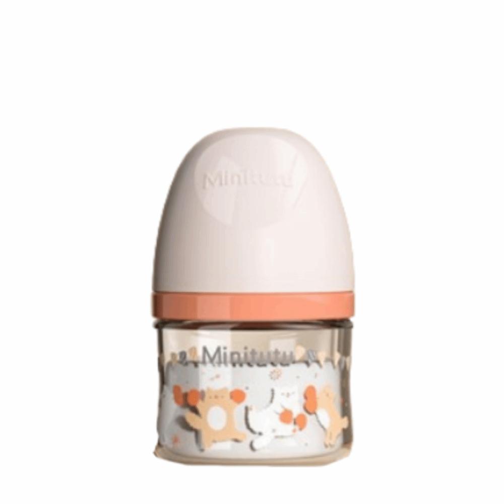 Wide Mouth Newborn Glass Bottle Rabbit Pattern Baby Milk Bottle Transparent