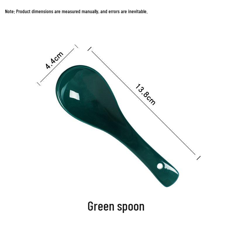 Ceramic Peacock Green Nordic Soup Spoon Set