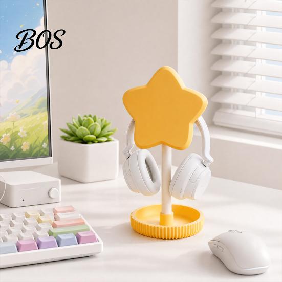 Headphone Hanger with Storage Tray Cute Star Stand Tray, 3D Printed PLA Headset & Desk Multifunctional Organizer, Macaron Color Gaming Office