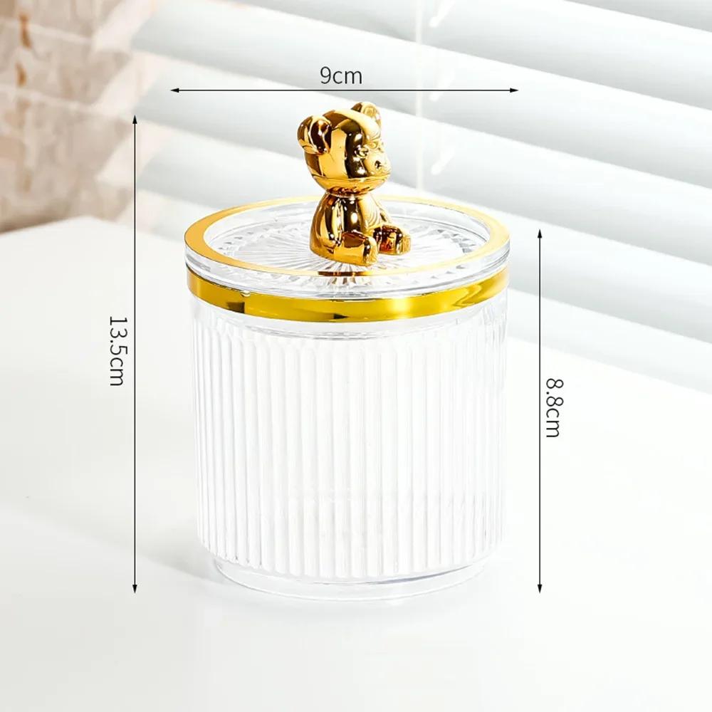 Cute Bear Cotton Swab Storage Box Cotton Pad Holder Cosmetics Jewelry Bathroom Qtip Makeup Container Lipstick Organizer Box