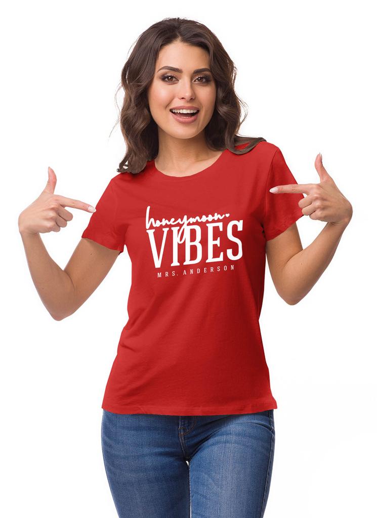 Inkdotpot Personalized Womens Tshirt Top Honeymoon Vibes Mrs Wedding  Announcement
