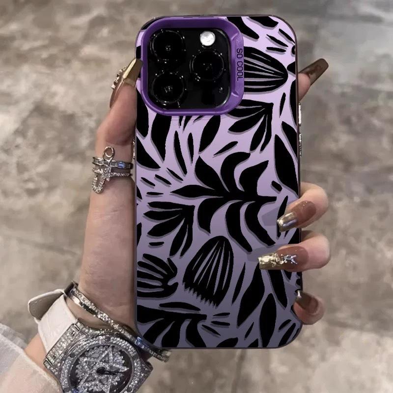 Fallen leaf pattern applies to Apple 15 colored silver iPhone14Pro creative 13/11promax matte 16 protection
