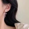 Elegant Pink Bow Pendant Earrings for Women Temperament  Cute Pearl Stud Earrings Luxury Wedding Party Jewelry