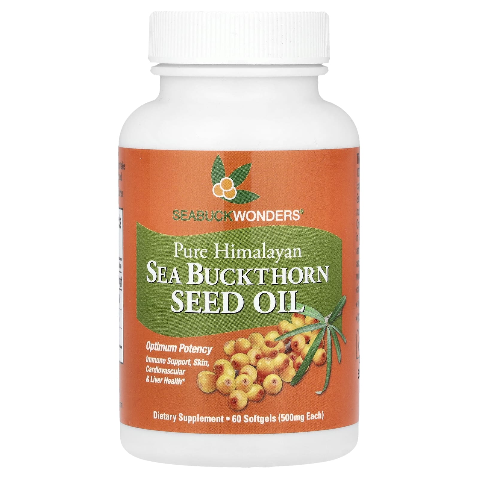 

Sea buckthorn seed oil, 60 softgels (500 mg per softgel)