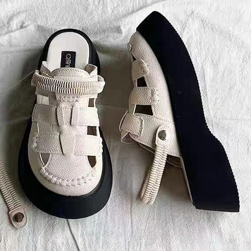 Fashion Flats Women Sandals Platform Casual Fashion Shoes Weave Slingback Woman Slippers 2025 Summer Cozy Beach Designer Women’s Shoes