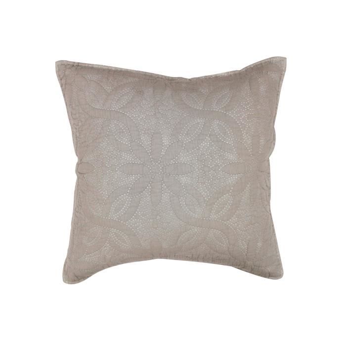 Housse de coussin - Florette - Taupe - 40 x 40 cm - Imprimé fleuri - 100% polyester microfibre