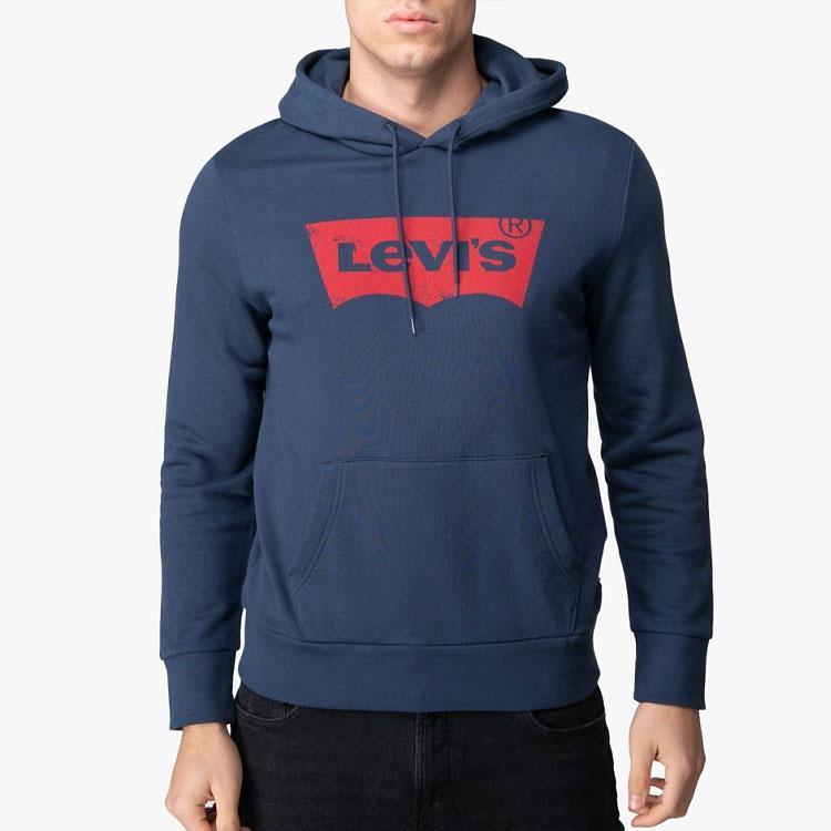 Levis Letter Logo Printed Casual Hoodie Unisex Hoodies Blue 19622-0007