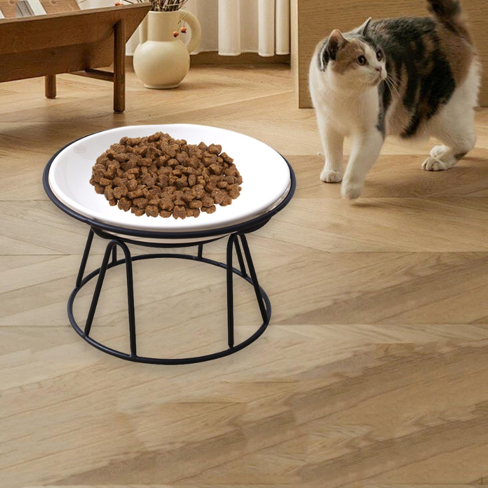 

Подставка для миски для кошки Приподнятый держатель для миски для питомца 15,8 см x 10 см Металлическая бытовая черная приподнятая для еды и воды для собаки