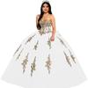 Gold Lace Applique Adult Dress Fluffy Strapless Tube Top Tulle Ball Dress Glitter Princess Dress Dress