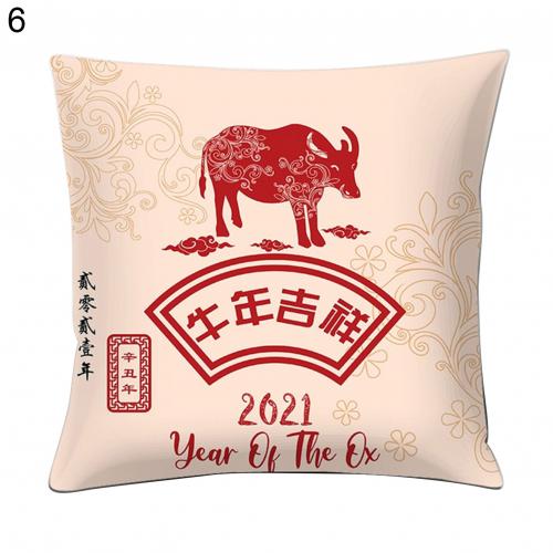 Bedroom Living Room Pillowcase Decorative Ornaments Chinese New Year Printed  Bed Sofa Cushion Cover