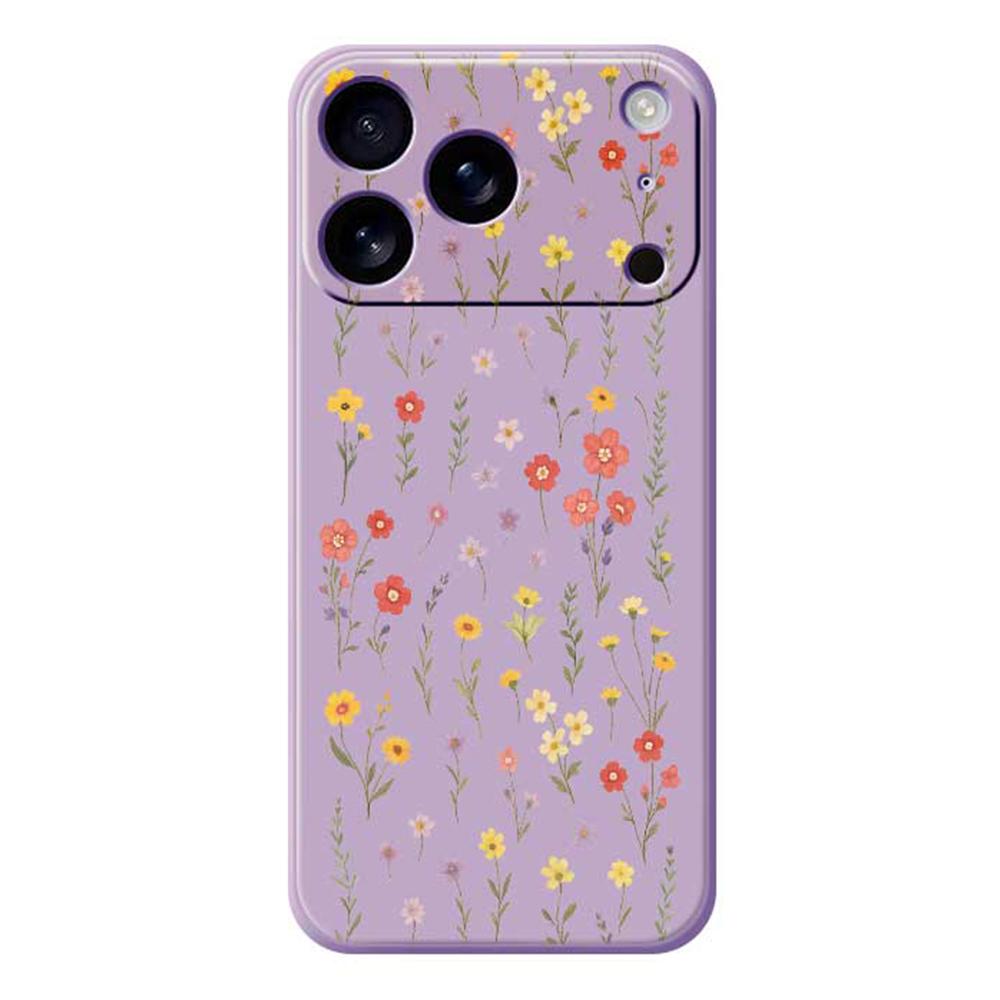 For iPhone 17 Pro Case Flowers and Grass Pattern Printing Straight Edge TPU Phone Back Cover