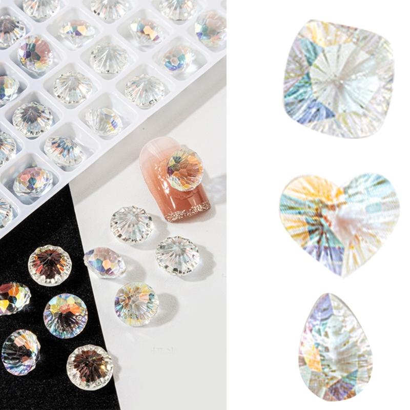 20Pcs Pointed Bottom Nail Rhinestones Diamond Nail Charms 3D Crystal Gems Jewelry DIY Manicures Nail Decorations