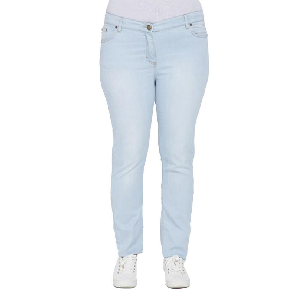 Fierte Pantalones de gran tamaño para mujer Rg1029Yk Jean Cintura alta  Pierna delgada Hasta el tobillo Cierre de cremallera Botón Bolsillo  deportivo Algodón Azul marino Azul Negro comprar a buen precio —