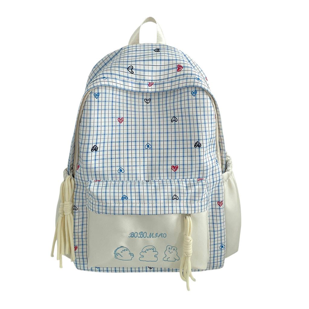 Schoolbag new ins niche plaid fashion Korean backpack junior high school bag women's high-value casual backpack