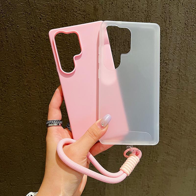 2 In1 Candy Color Matte With Lanyard Case For Samsung Galaxy S25 S24 S23 S22 Ultra Plus S25FE S24FE S23FE S21FE Shockproof Cover